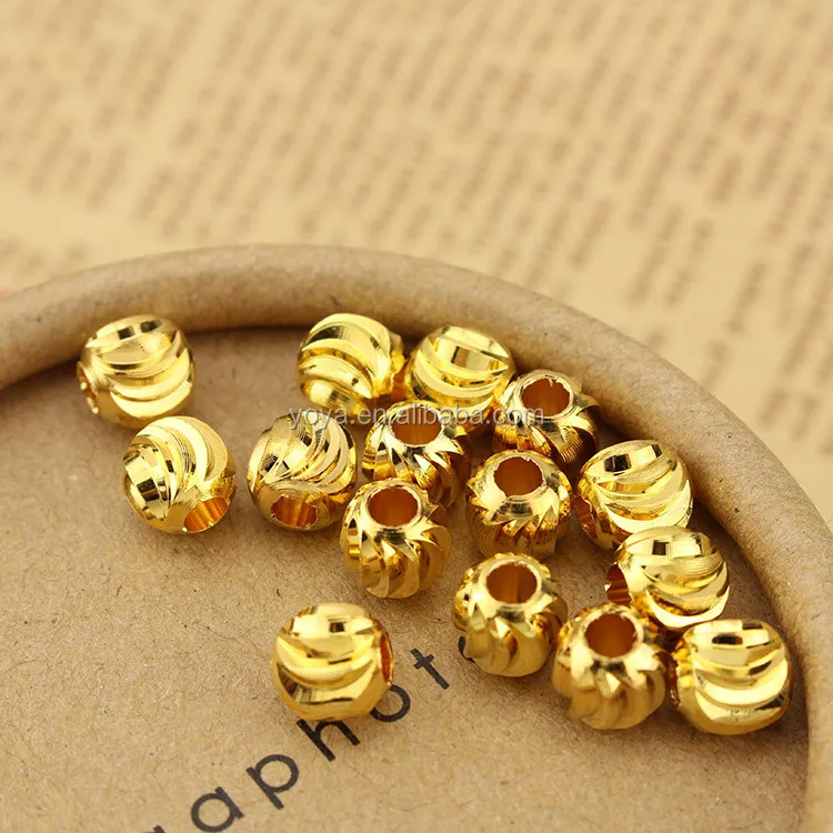 

JS1157 Gold Carved Metal Corrugated Pumpkin Ball Beads,Jewelry Spacer Beads