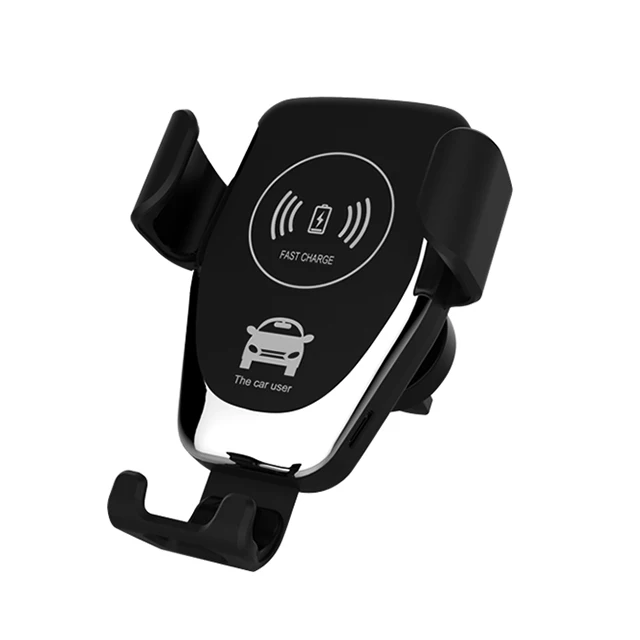 

Hot selling Universal 10W Stand Smartphone Mounting Bracket Air Vent Gravity Magnetic Wireless Qi Charging Car Phone Holder, Black white