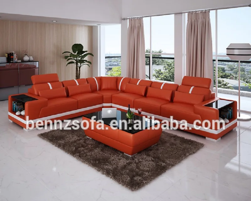 Baochi China Orange Leather Sectional Sofa Buy Leather Sofa In