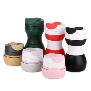 Image of Wholesale BPA Free Silicone 500ml Foldable Reusable Collapsible Travel mug/Thermal insulation Coffee Cup with custom logo