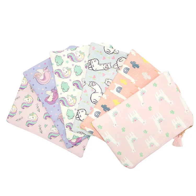 

Canvas Makeup Small Zip Pouch Toiletry Bag, As photo