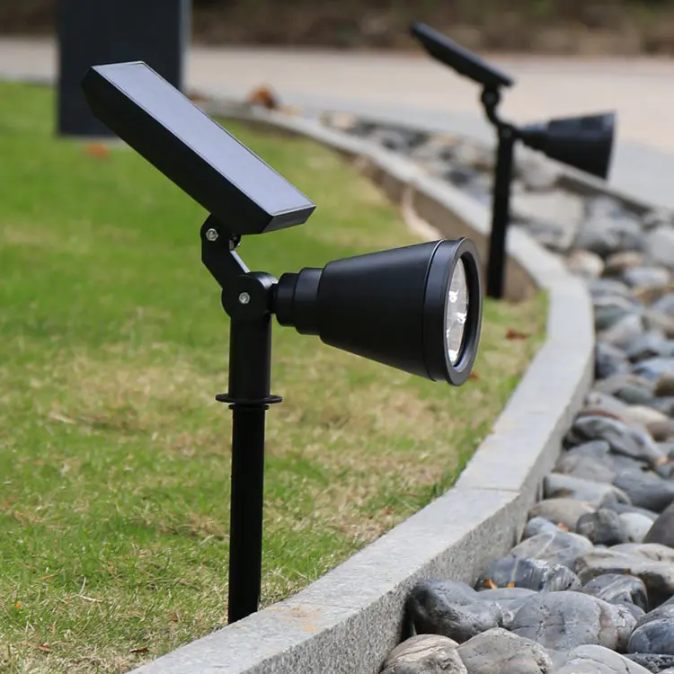 Outdoor Lighting Adjustable lamp angle ABS black solar powered led lawn lamp for garden park