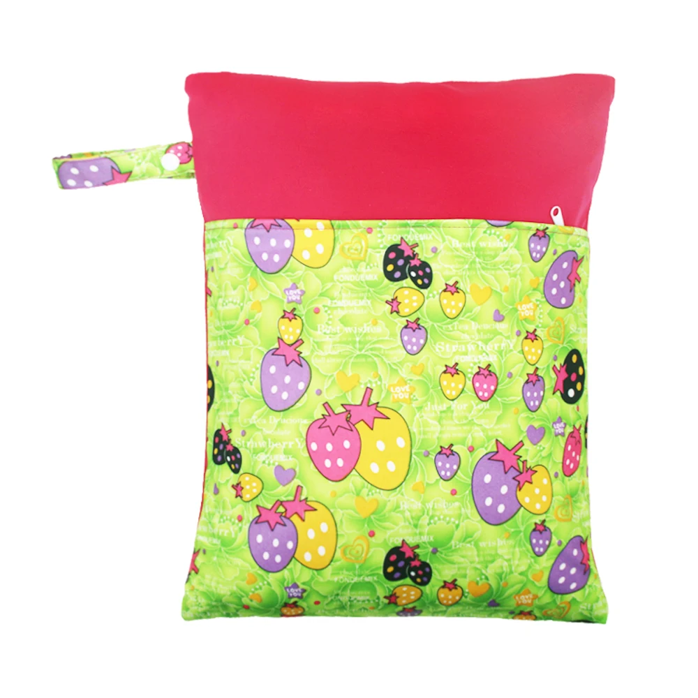 

Reusable Waterproof Fashion Printed Wet-dry Diaper Bag Double Bag Cloth Handle Wet Bag, Multicolor for your selection