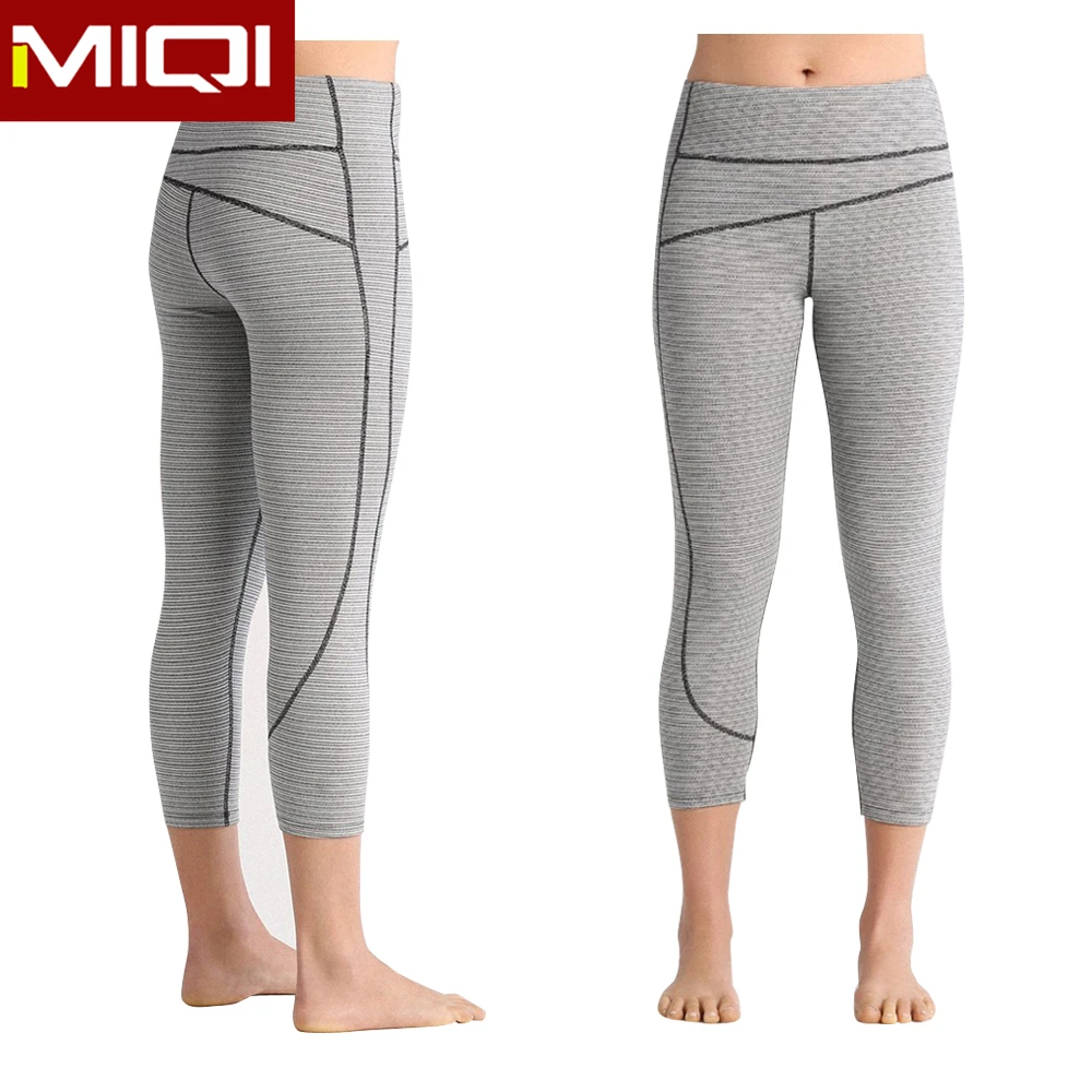 

Fashionable Custom Workout Capris Pants In Hemp Grey And Dark Grey Sewings, More than 30 different colors available