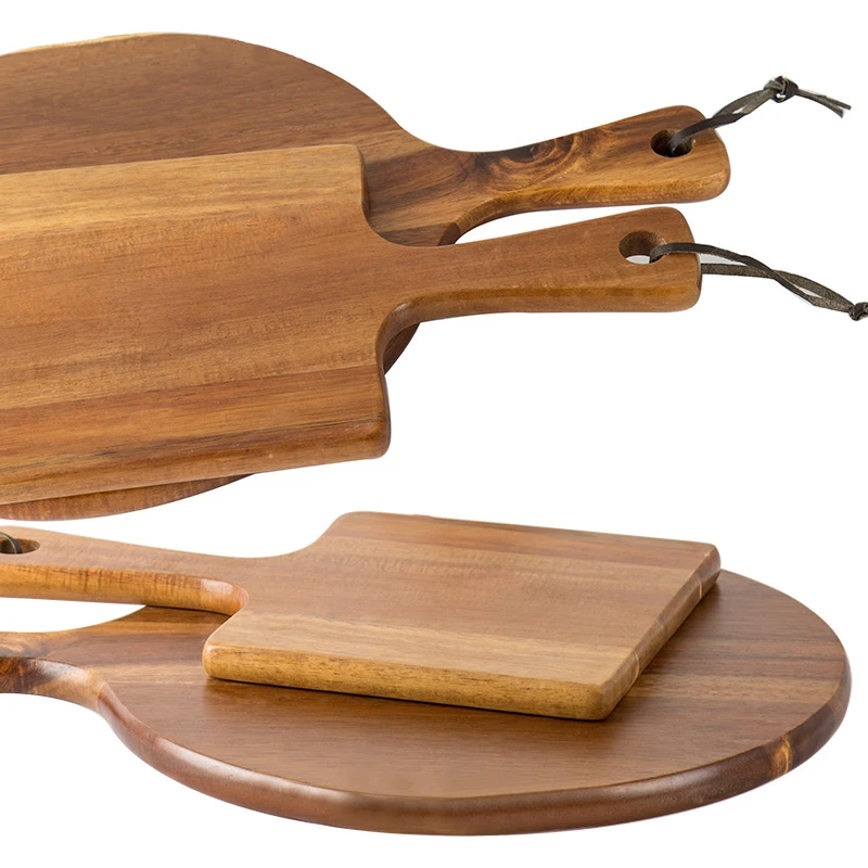
New wood lacquer tray round pizza cutting board acacia wooden serving board 