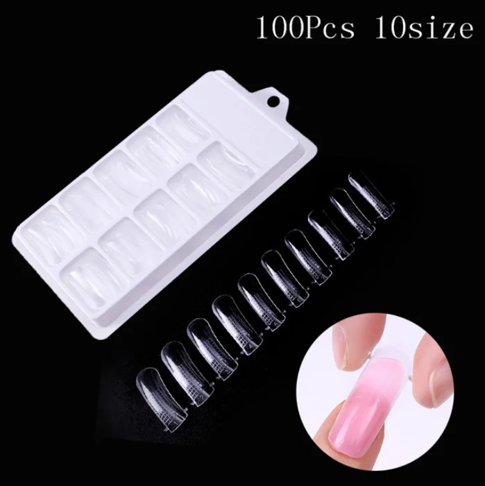

Nail Tips Mold for Quick Building Extension Crystal Acrylic Nails Jelly Gel Poly gel Full Cover Finger Dual Forms, Clear