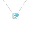 Customized Gem Stone Opal Moon and Star Charm Necklace