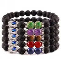 

Top selling products natural lava stone beads 7 healing Yoga chakra bracelet Bangles