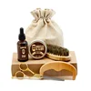 High quality men's beard grooming kit beard brush kit with black gift box customized your logo