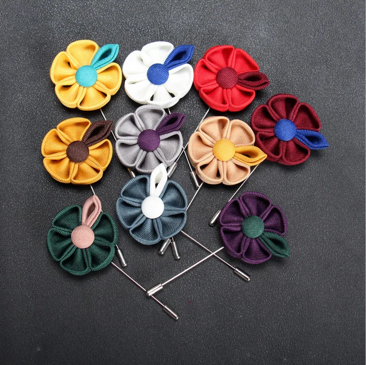 

Wholesale Brooch Lot Fabric Pin Crafts Lapel Pins Flower Men for Wedding Suit, Multicolor