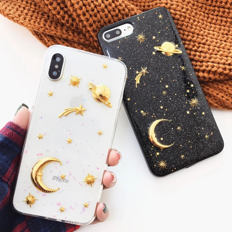 

Glitter Star Planet Phone Case for iPhone X XS XR XS Max Transparent Soft Silicon Case for iPhone 8 Plus 7 6 6s Back Cover