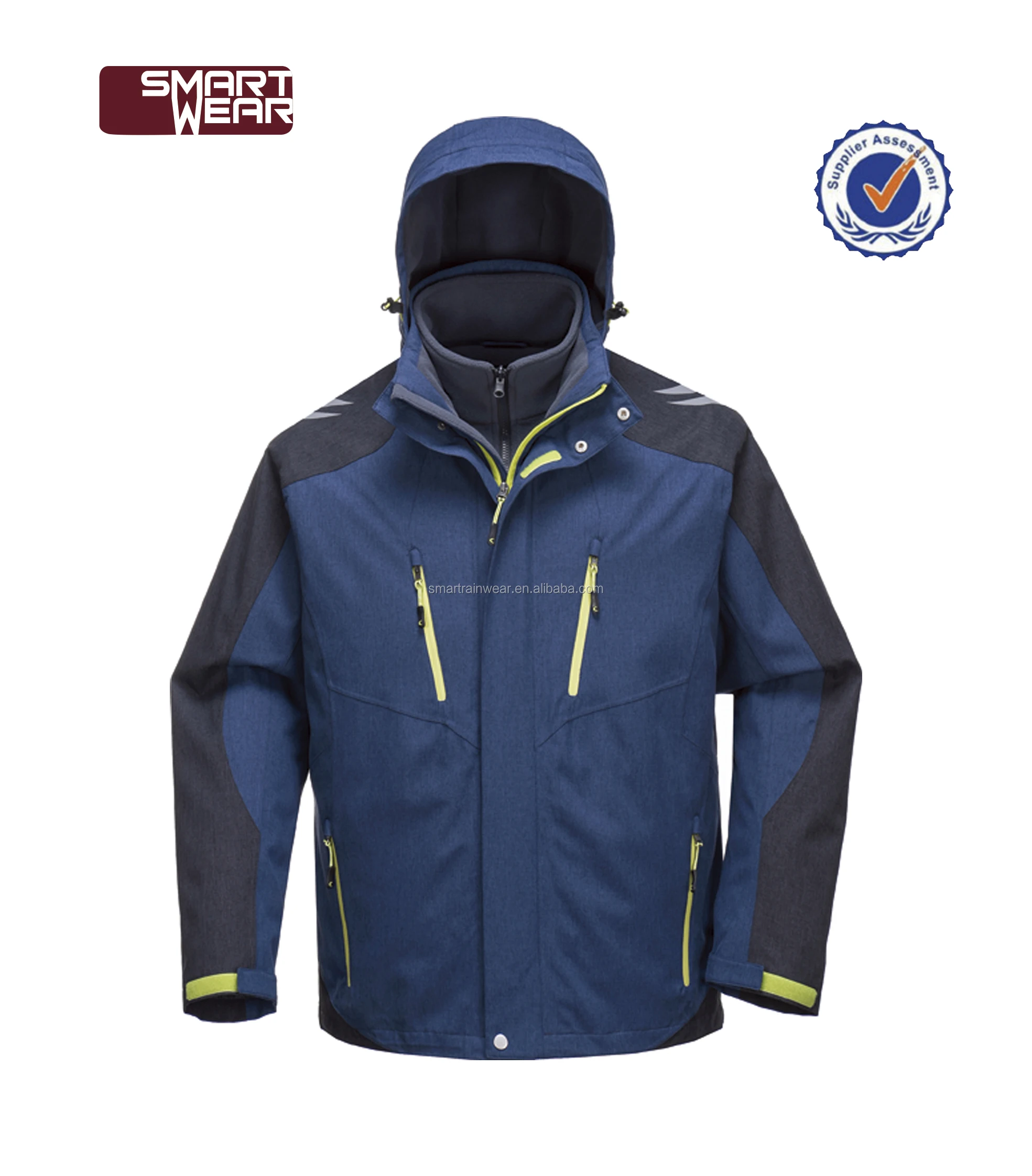 Polyester Fabric 3 In 1 Water Proof Jacket Men Winter Jacket With Hood