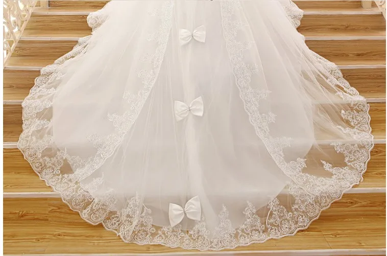 Bridal Women's Appliques Lace A-line Long Train Wedding Dresses