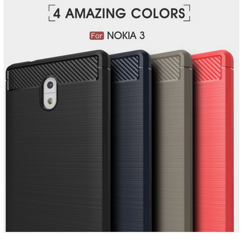 2017 New Arrival Carbon Fiber Tpu case for Nokia 3 5 6 brushed tpu case cover for Nokia 3 5 6 soft cover
