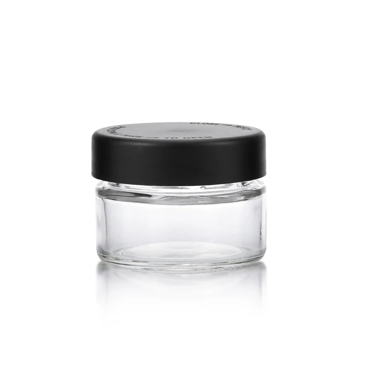 
Custom design round 1oz 2oz 3oz 4oz straight side food glass jar with child resistant lids glass jar child proof 