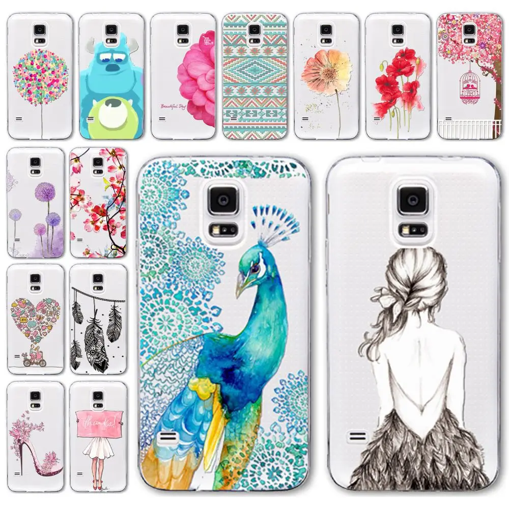 

Fundas Phone Case for Samsung Galay S5 s6 s7 Soft Silicon TPU Transparent Various Cute Animals Girl Flower Pattern Capa, Colorful painted pattern