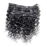 

OEM 120 160 220 260 320 grams/set wholesale high quality deep curly clip in 100% human hair extensions for black women