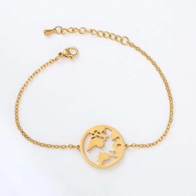 

2019 new European and American stainless steel creative pendant map bracelet