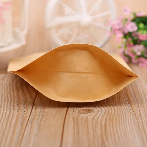 Eco friendly stand up brown kraft paper bag with window for cookies packing