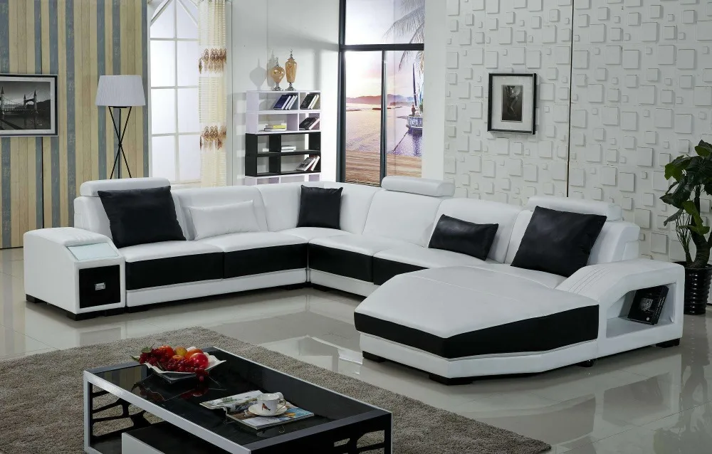 first grade leather sofa designs for living room-in Living