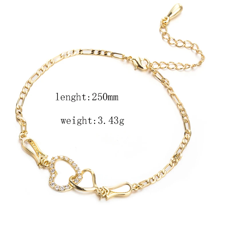 

Women Jewelry Beach Crystal Zircon Heart anklet Gold filled Anklet