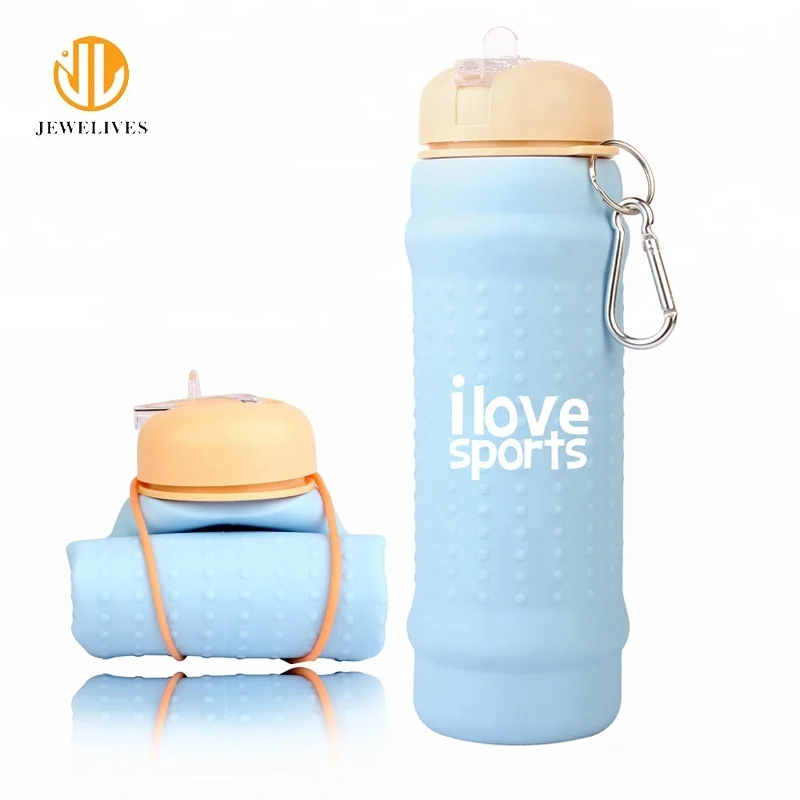 

Empty Collapsible silicone bpa free sports water bottle manufacturer, Any pantone color
