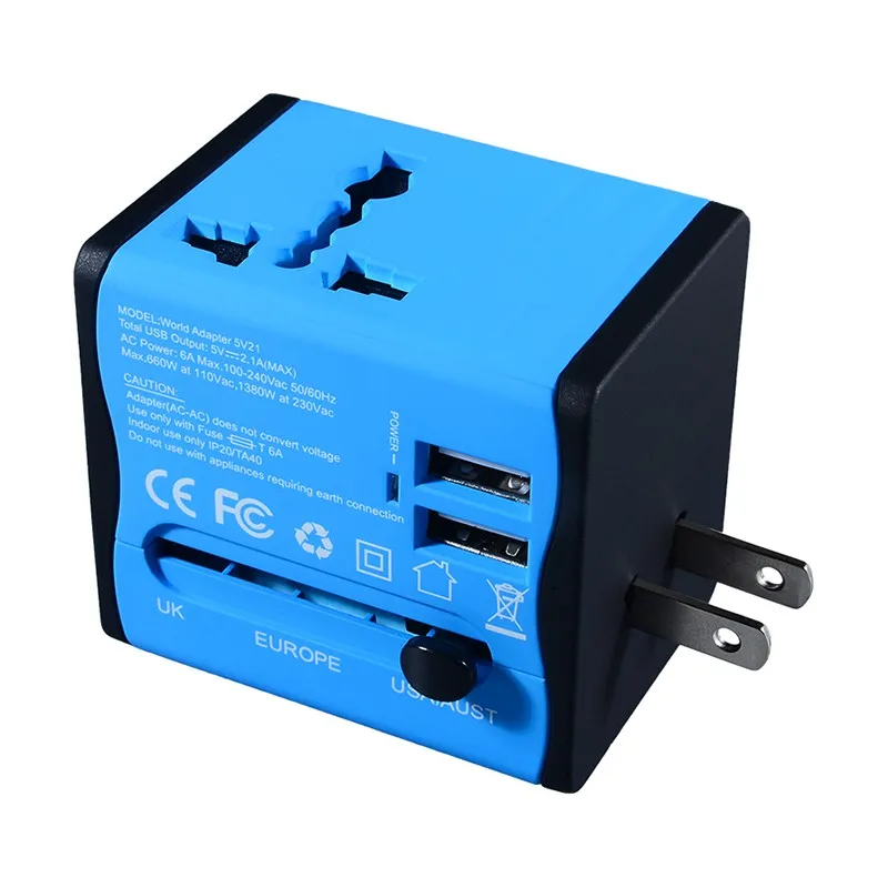 Dual Usb Ports Universal World Travel Adapter And Plug Converter With