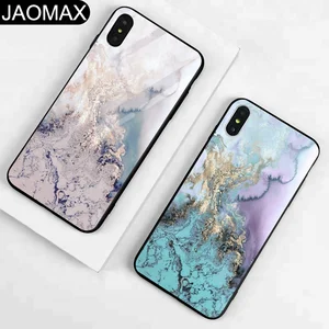 Golden Marble Pattern Tempered Glass Phone Case iPhone