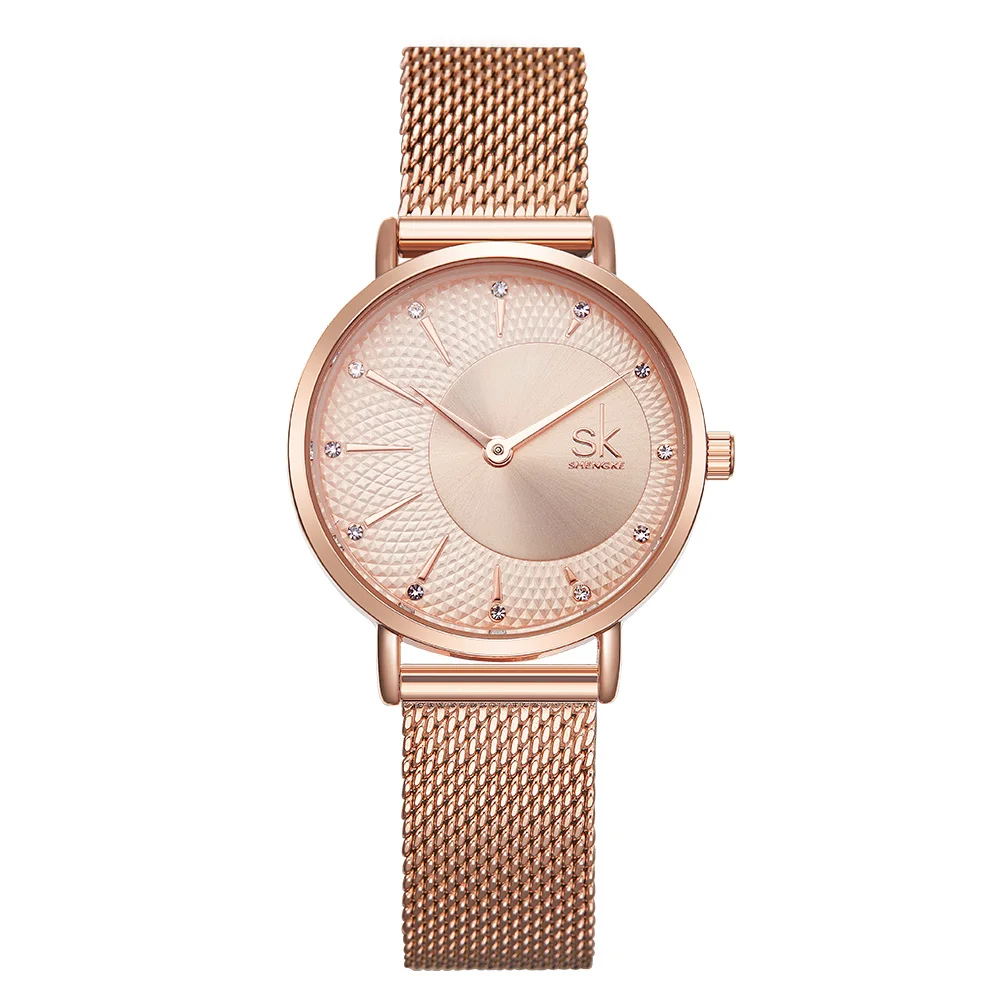 

Shengke Quartz Watch Women Mesh Stainless Steel Watchband Casual Wristwatch Japan Movement Bayan Kol Saati Reloj Mujer 2019