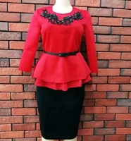 

Fashion office lady dress 2018 long sleeve formal two piece dress cheap