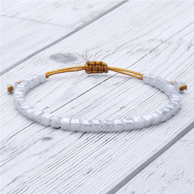 

Trendy Charm Design Hand Made Square Colored Glaze Bead Bracelet Wholesale Adjustable Jewelry