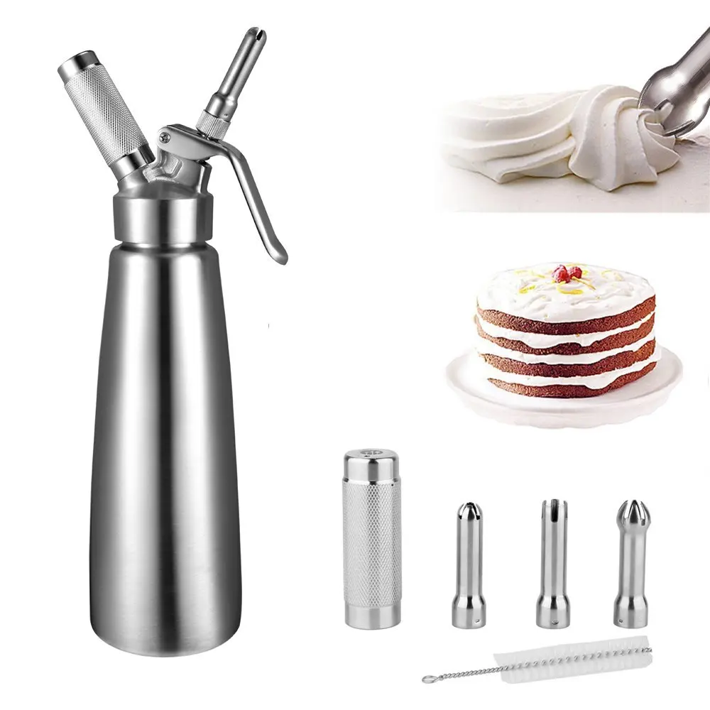 Beverage Stainless Steel Whipped Cream Dispensers With Decorating Tips