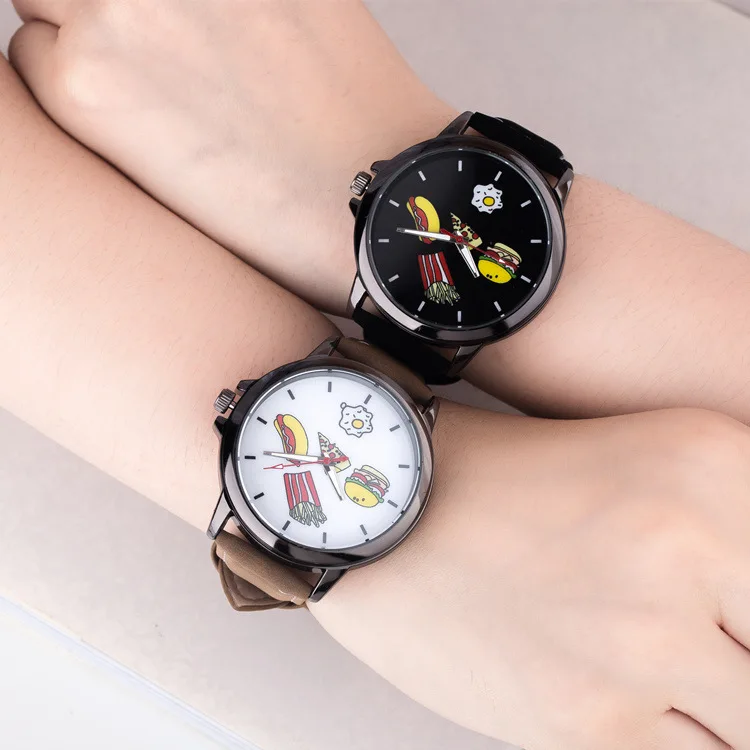 

2018 hot sale new fashion Hamburger fries creative couple Harajuku style student watch