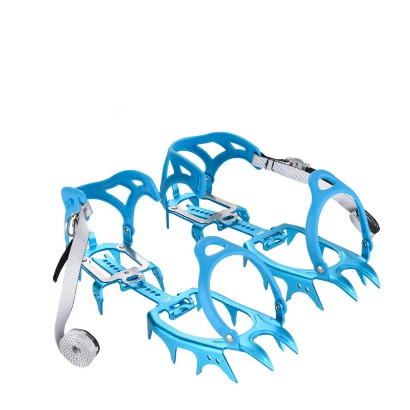 

New Fourteen teeth lightweight walking crampons ice grippers mountaineering equipment crampons, Blue;golden