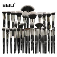 

BEILI Black 40 Pieces bush tool Natural pony goat hair Professional Synthetic hair face brushes makeup