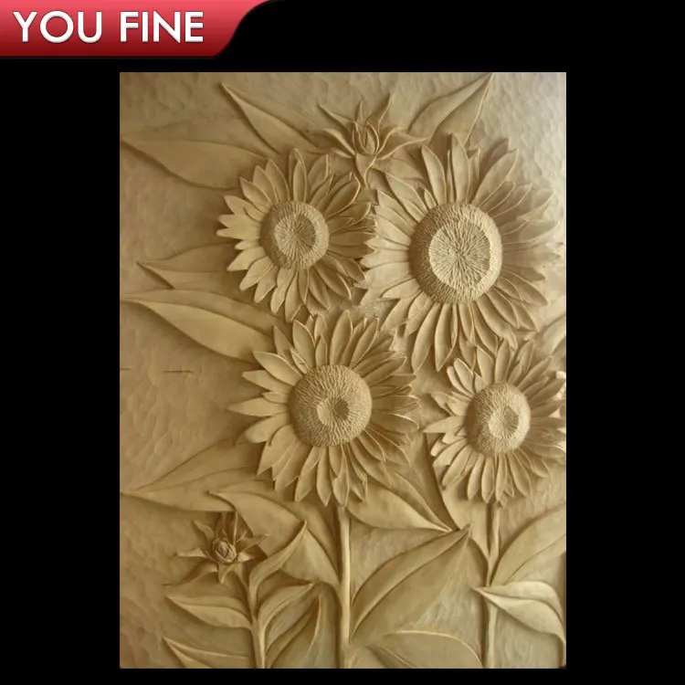 
Art Stone beige Wall Flower Relief Sculpture for Sale 
