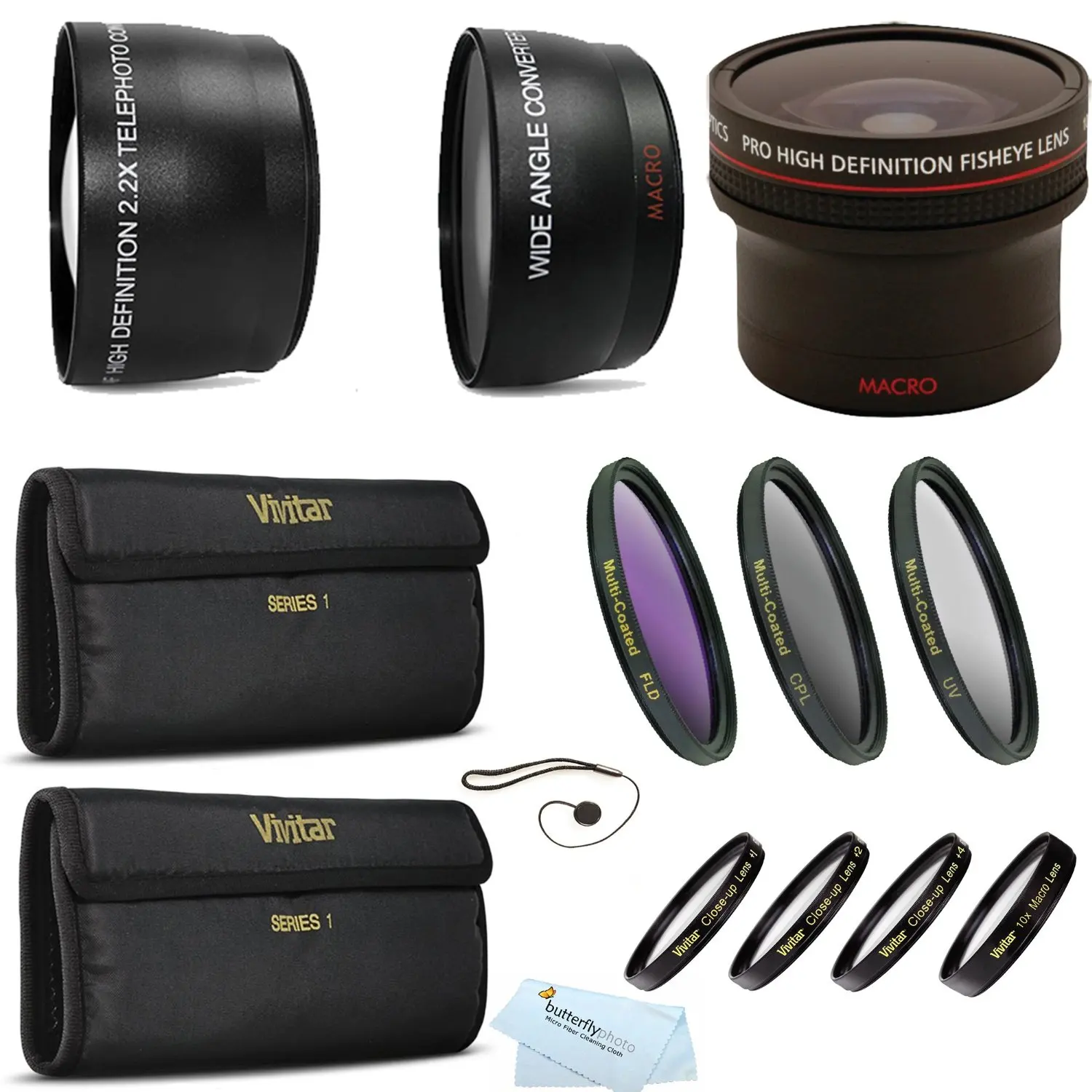 2x Telephoto Lenses DavisMAX Fibercloth Lens Bundle Wide Angle 3 Piece Filter Kit for Canon EOS 5D Mark II and Canon EOS 5D Mark III with Canon 17-40mm USM Lens 77mm Macro Close Up Kit