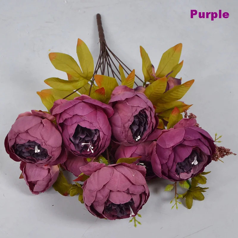 1 Pack Artificial Flowers Vintage Peony Silk Flowers Bouquet Wedding