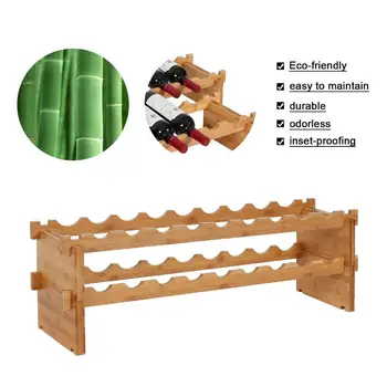 Bamboo Red Wine Rack 18 Bottle Wood Wine Rack Accessories Wooden