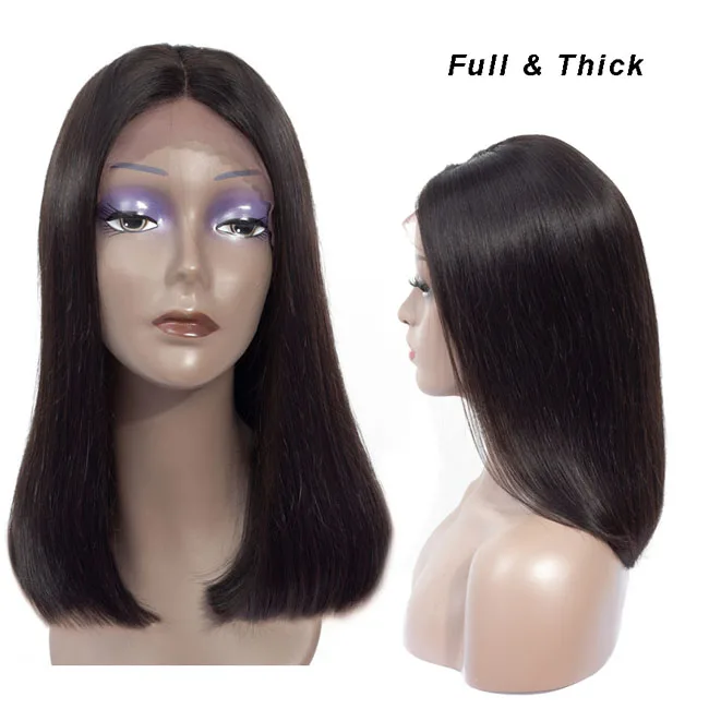 

BOBO Human Hair Lace Front Wig, Virgin Brazilian Lace Wig Human Hair Straight Natural Color Pre Plucked Bleached Knots wig