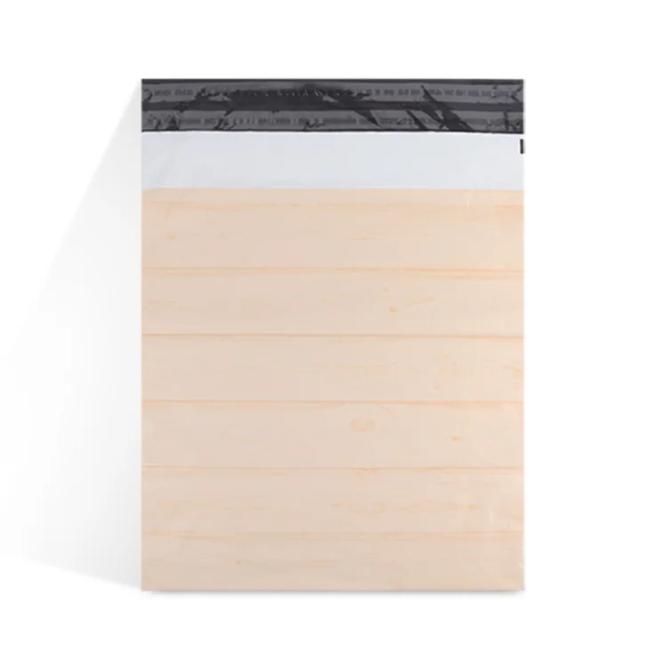 
custom logo design khaki wood texture poly mailers mailing envelope mail express plastic packaging bags for shipping clothing 