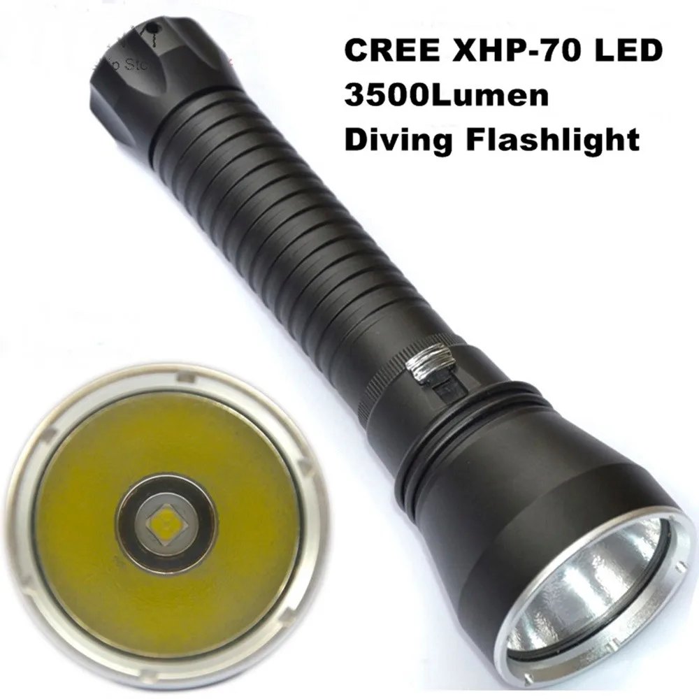 

XHP70 diving flashlight LED 3500 lumens Professional Diving 100M Aluminum light cup Power Promise dimming Outdoor diving torch