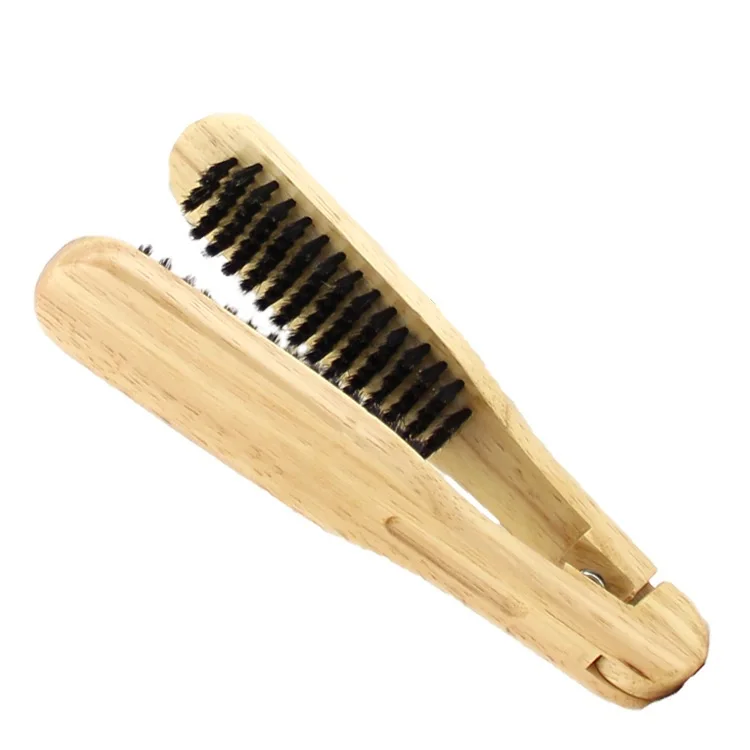 

Salon professional 100% boar bristle plastic hair straightening brush wooden grain plastic hairdressing tool comb