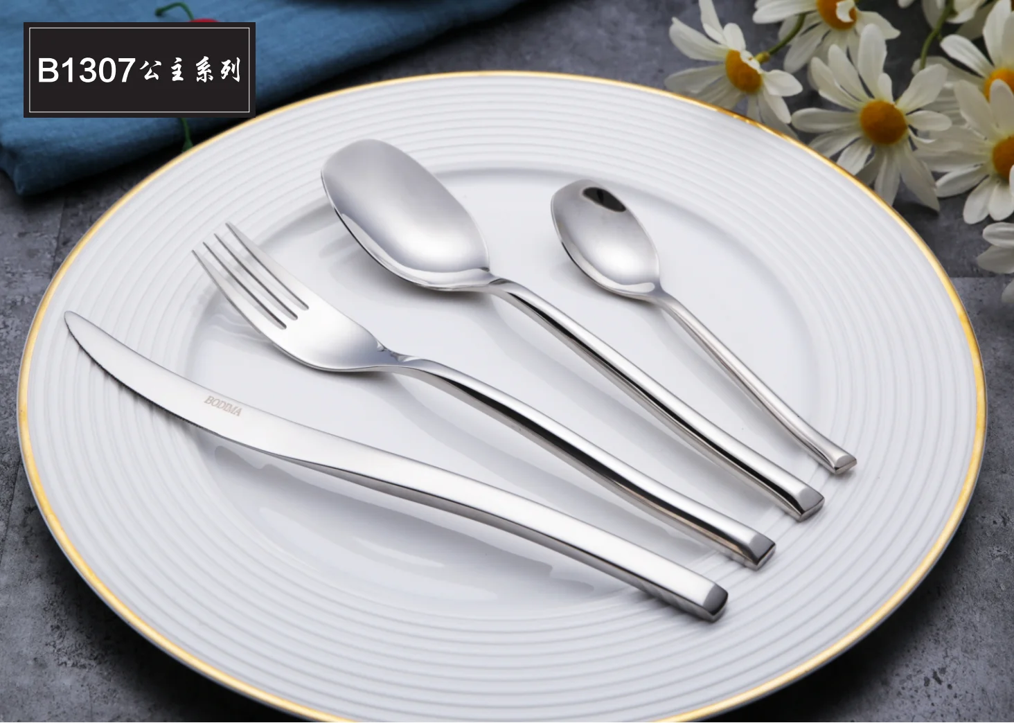 Wedding Flatware Rose Gold Cutlery Set With Pink Handle For Events