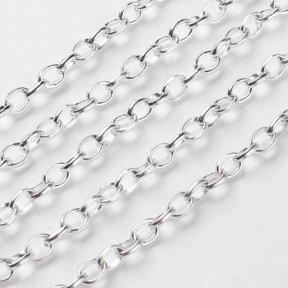 

PandaHall 4mm Iron Cable Chain Spool Bulk Silver Necklace Chains