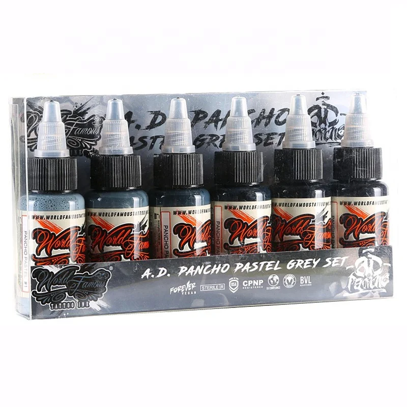 

Original World Famous 1 oz AD PASTEL GREY SET tattoo ink, Mixed with 6 colors