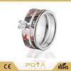 POYA Jewelry Tree Camo Couple Bridal Set, Camo Wedding Rings, Pink Camo Rings
