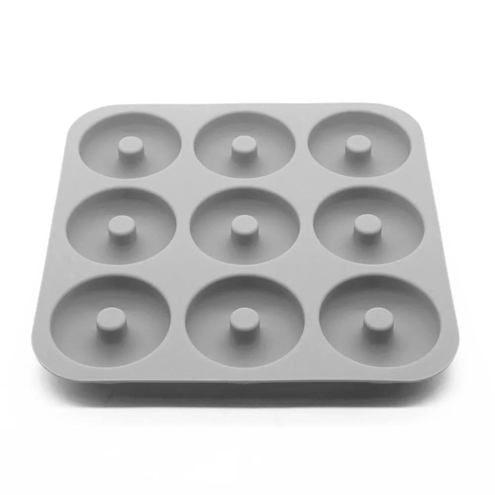 

Silicone Donut Baking Pan Biscuit Mold, Makes 9 Full Size Donuts, Dishwasher and Freezer Safe, Grey (can be custom)