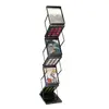 Z Shape Double Side Iron Brochure Holder Metal Display Rack Rolling Magazine Stand