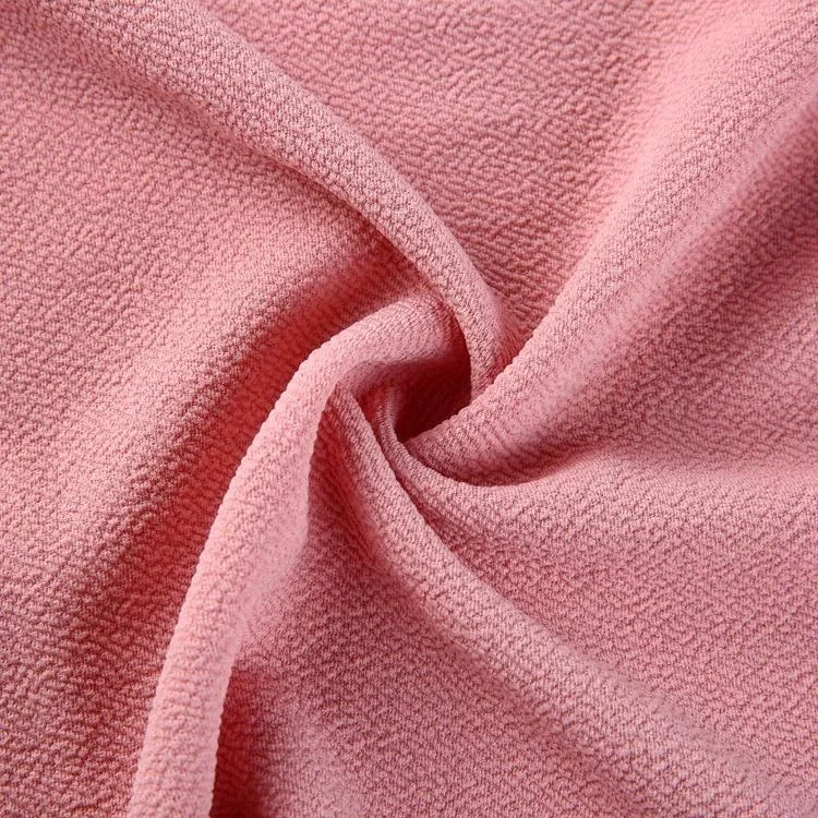 
New fashion buy stretch pink jacquard polyester peach skin fabric 